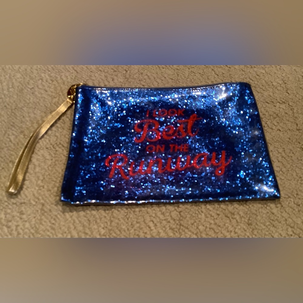 Blue Glitter Clutch with Gold Strap I LOOK BEST ON THE RUNWAY